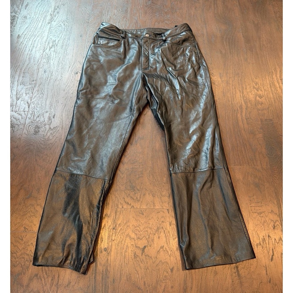 Wilsons Leather Black Genuine Leather Pants‎ Women's Size 14 Straight Leg